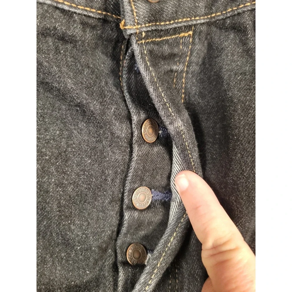 Levis 501 Jeans Mens 36x30 Black Straight Button Fly Denim Fits‎ 34x28.5